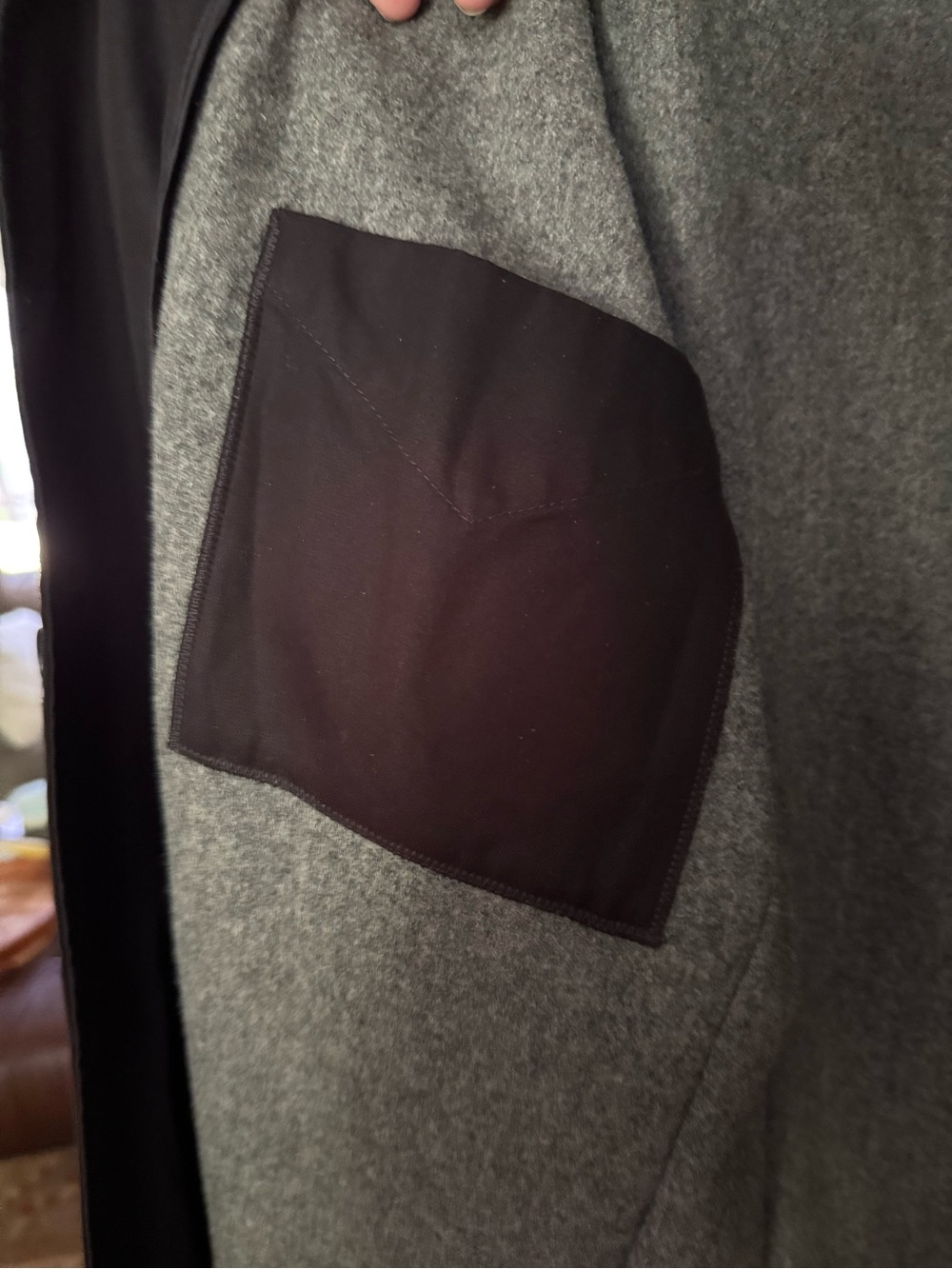 Banana Republic Dark Brown Men's Overcoat- hole on arm - Picture 3 of 6